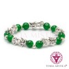 Pulseira Feng Shui Dragões Prateados & Ágata Verde