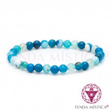 Pulseira Ágata Azul Natural 6mm Pulseira Ágata Azul Natural 6mm
