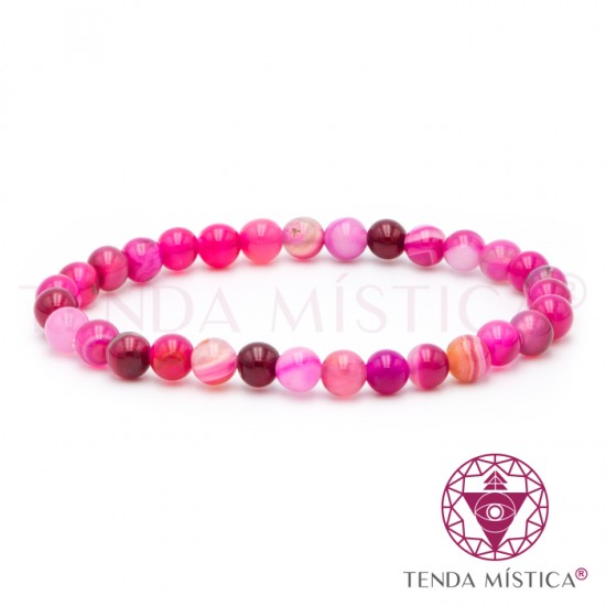 Pulseira Ágata Rosa 6mm
