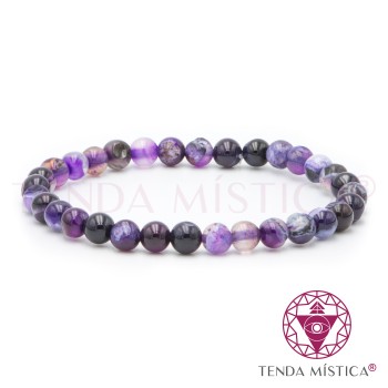 Pulseira Ágata Roxa 6mm