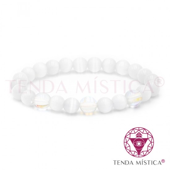 Pulseira Selenite + Angel Aura - 8mm