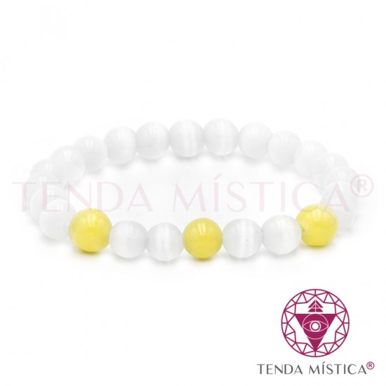 Pulseira Selenite + Citrino - 8mm