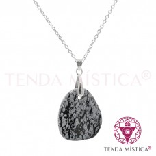 Colar Obsidiana Nevada Aço Placa