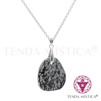 Colar Obsidiana Nevada Aço Placa