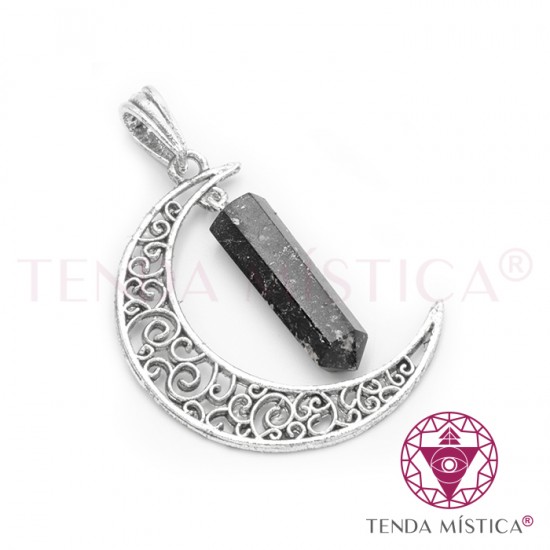 Pendente Lua Metal Turmalina 