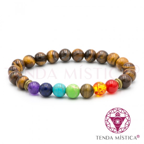 Pulseira Chakras Olho de Tigre 8mm