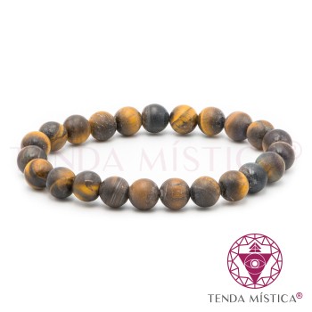 Pulseira Olho De Tigre Semi Polido 8mm