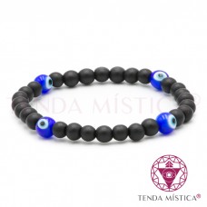 Pulseira Proteção Olho Turco & Ónix Matte