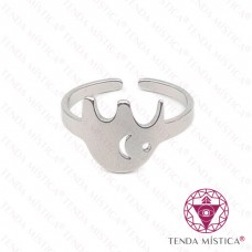 Anel Plano Elefante Aço Prateado Ajustável