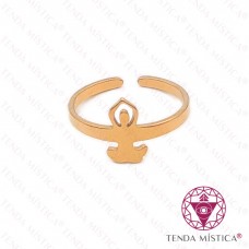 Anel Plano Yoga Meditação Aço Dourado