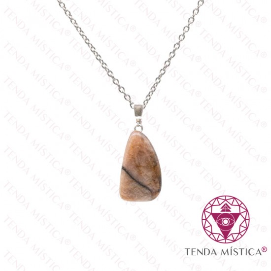 Colar Quiastolite Aço Pedra Prata