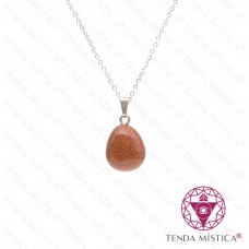 Colar Sol Aço Pedra Topo Prata 