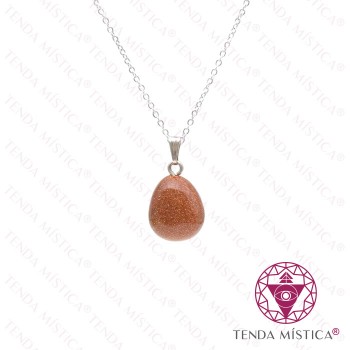 Colar Sol Aço Pedra Topo Prata 