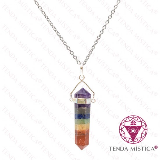 Orgonite Colar Chakras Ponta Topo Prata
