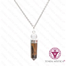 Colar Olho de Tigre Ponta Bola Cristal