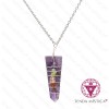 Colar Ametista Aço Ponta Espiral Chakras Prata 