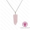 Colar Quartzo Rosa Aço Ponta Polida