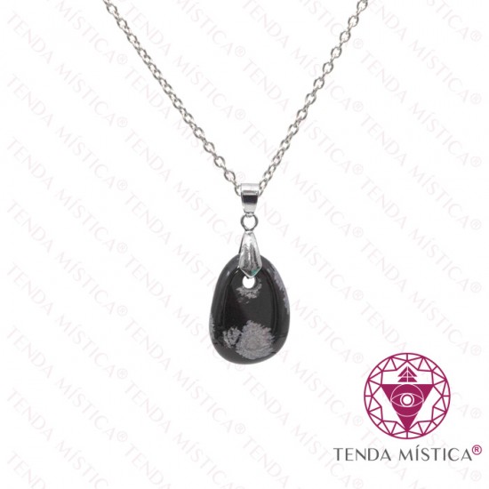 Colar Obsidiana Nevada Aço Lagrima
