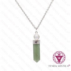 Colar Quartzo Verde Aço Bola de Cristal