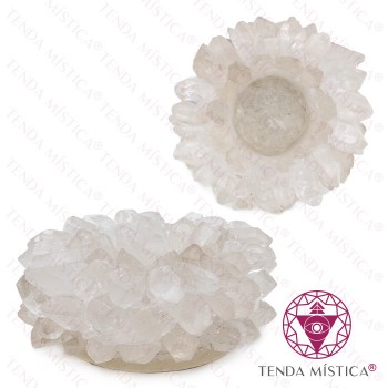 Porta Velas Drusa Quartzo Cristal