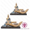 Porta Velas Buddha Sentado Mão Azul