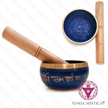 Taça Tibetana - Azul Escuro Pequena Sânscritas