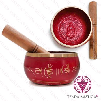 Taça Tibetana - Vermelha Grande Sânscritas