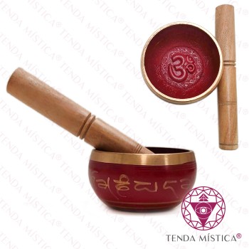 Taça Tibetana - Vermelha Pequena Sânscritas