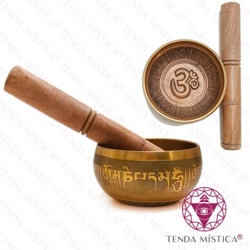 Taça Tibetana - Dourada Pequena Sânscritas