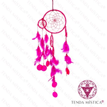 Caça Sonhos Xamânico Penas Rosa Choque