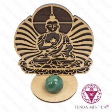 Suporte Esfera Madeira Buddha Lotus