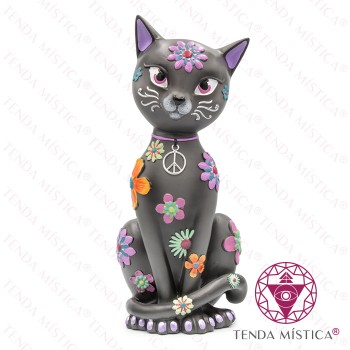 Imagem Gato Kitty Hippy Poliresina
