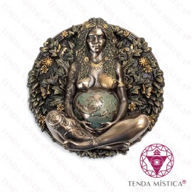 Decoração de Parede Mãe Gaia de Resina cor Bronze