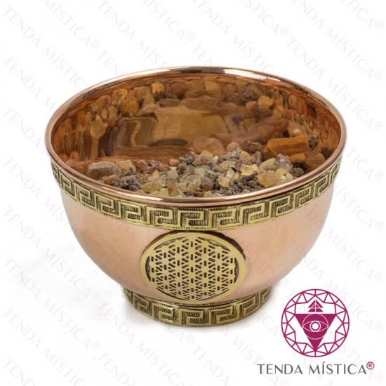 Tigela de Oferenda de Cobre Flor da Vida