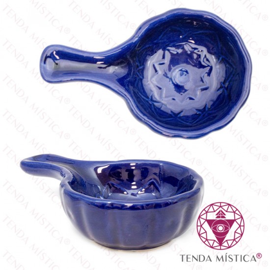 Queimador Plano Cerâmica Mandala Azul Escuro