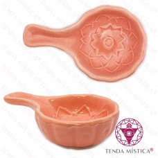 Queimador Plano Cerâmica Mandala Rosa Salmão