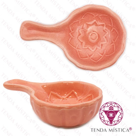 Queimador Plano Cerâmica Mandala Rosa Salmão