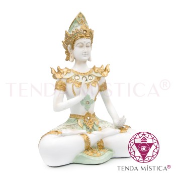Buddha Abhaya Branco Dourado & Turquesa