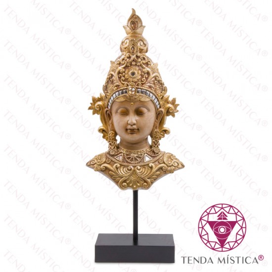 Imagem Buddha Busto Pedestal Castanha
