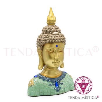 Busto Buddha Turquesa & Dourado