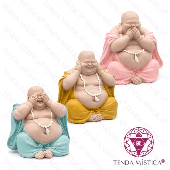 Conj. 3 Buddhas Sábios Cego Surdo & Mudo Japamala
