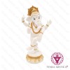 Imagem Ganesha Em Pé Dançando Branco Dourado 32cm