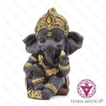 Imagem Ganesha Preto & Dourado Lotus Mão