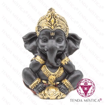 Imagem Ganesha Preto & Dourado Mãos Queixo