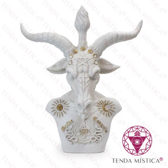 Imagem Busto Baphomet Branco e Dourado