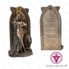 Imagem Resina Sacerdotisa + Gato Corvo Leão Resina bronze