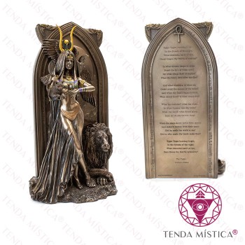 Imagem Resina Sacerdotisa + Gato Corvo Leão Resina bronze