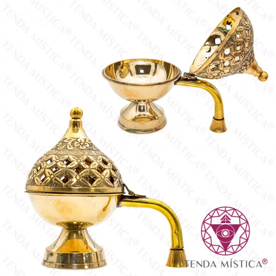 Incensário Queimador Dourado com Pega