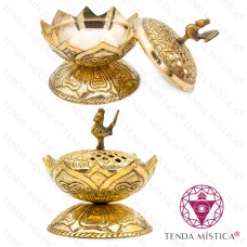 Incensário Queimador Dourado Galo de Barcelos