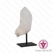 Ponta Quartzo Cristal Base Metal Negra